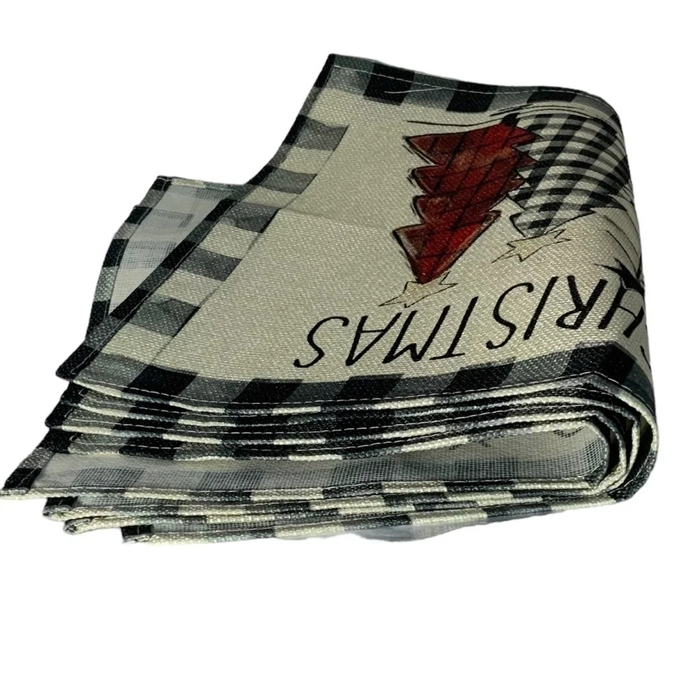 Christmas Placemats Primitive Farmhouse Buffalo Plaid Check Neutral  17.5 X 12